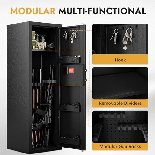 KAER 10-15 Biometric Gun Safe for Rifles and Pistols,Large Gun Cabinet with Removable Racks & Adjustable Shelf,Fingerprint Keypad Lock Rifle Safe for Home & Hunting(AR-15) - Image 4