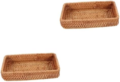 Hemobllo 2pcs Woven Rattan Storage Basket for Fruits and Snacks Lightweight Organizer for Kitchen and Picnic Versatile by Hemobllo