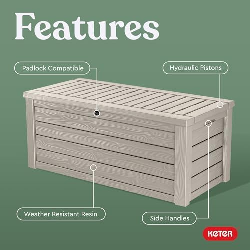 Keter Westwood 150 Gal Outdoor Storage Box for Patio and Pool Accessories - Image 4