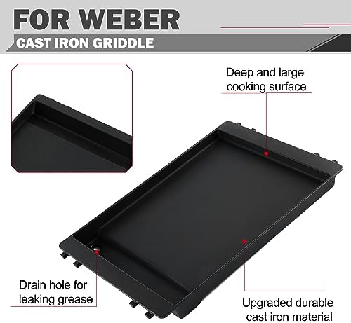 7566 Griddle Replacement Parts for Weber Genesis Griddle E-310 E-330 S-330 Grill Parts Weber Genesis 300 Series S-310 EP-310 E-320 S-320 EP-330 Cast Iron Flat Top Replacement Half Cooking Grates Plate - Image 4