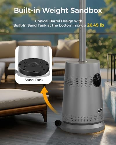 50,000 BTU Patio Heater for Outdoor Use, Portable Propane Patio Heater with Wheels, Stainless Steel Burner for Porch, Deck, Garden, Commercial (Gray) - Image 6