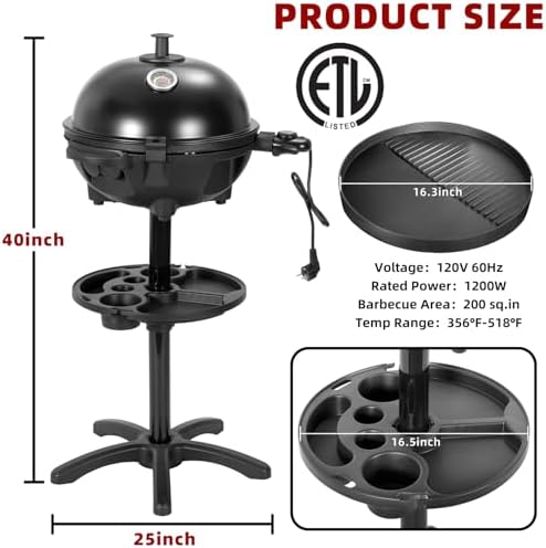 Electric Grill Outdoor/Indoor,Portable BBQ Grill with Nonstick Surface - Image 3