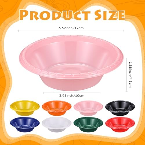 24 Pack 16oz Pink Disposable Plastic Bowls Dessert, Ice Cream, Salad, Soup Serving Cups for Party, Picnic, Food Snacks (Pink) - Image 2
