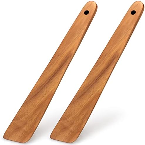 Non Toxic Wood Spatula for Cooking Spoon Teak Wooden Utensil Set Spurtle by Ayiaren