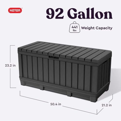 Keter Kentwood 92 Gal Outdoor Storage Box for Patio and Pool Accessories - Image 2