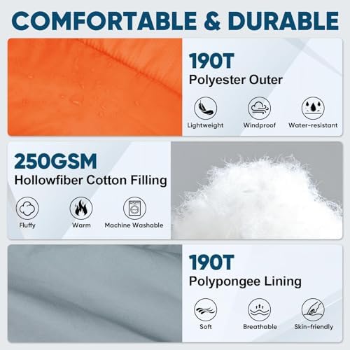 PTEROMY Sleeping Bags for Adults, Lightweight and Machine Washable, Water Resistant Backpacking Camping Sleeping Bag for Warm Cold Weather, Camping Essentials for Hiking Travel - Image 5