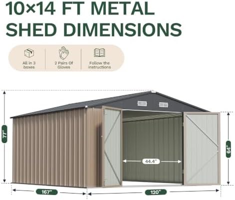 Patiowell 10x14 FT Outdoor Storage Shed, Brown - Image 2