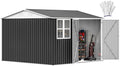 DWVO 10x10ft Metal Outdoor Storage Shed with Window, Lockable Tool Storage Sheds, Oversized Steel Garden Sheds with Sloped Roof for Backyard, Patio, Garage, Lawn, Gray & White by DWVO