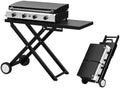 Bonnlo Foldable Flat Top Grill with 4 Burner & Lid, Powerful 40,000 BTU Propane Gas Grills with Ignition, Enamel Griddle, Side Shelf & Portable Cart with Wheels for Outdoor Camping Hibachi Grill Use by Bonnlo