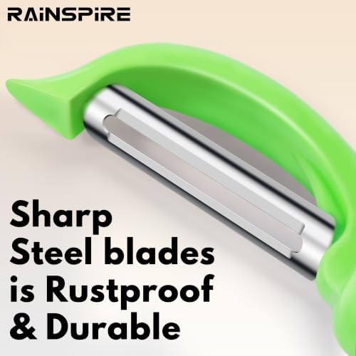 Rainspire Vegetable Peeler Potato Peelers for Kitchen, Sharp Stainless Steel Blades Veggie, Comfortable Handle Fruit Peeler, Carrot Peeler Apple Peeler Dishwasher Safe (2, Green) - Image 3