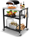 Hisencn 3-Tier Pizza Oven Table, Stainless Steel Outdoor Grill Prep Cart by Hisencn