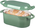 VORRINGARD Oval Dutch Oven Pot with Lid, Enamel Coating Cast Iron Bread Pans for Homemade Sourdough Bread Baking, Cooking, 4 Quart, Sage Green by Unknown