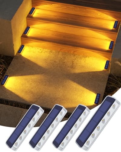DetarZinLED Solar Step Lights Outdoor IP68 Waterproof 4 Pack Warm White by DetarZinLED