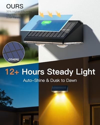 Solar Fence Lights Outdoor, 12 Pack IP65 Waterproof Fence Lights Solar Powered with Ultra-Bright LED Lens, 9 Color Modes, 12+ Hours Steady Glow for Deck/Backyard/Patio/Pool/Wall - Black - Image 2