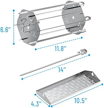 Skyflame Stainless Steel Rotisserie Trays with Shish-Kebab Skewer Set - Image 3