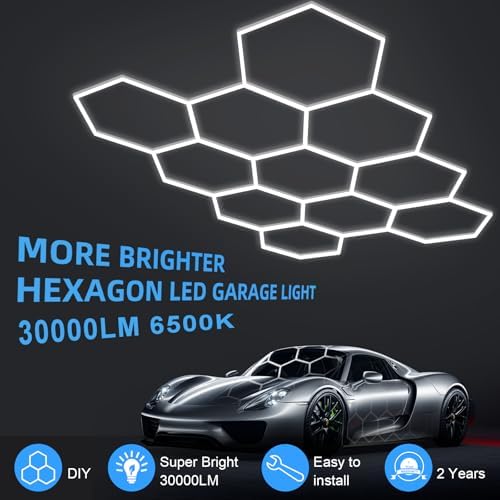 MODERN 11 Hexagon LED Garage Light, Ultra-Bright 6500K Natural White, 11 Grids for Garage, Mall, Shop, and Auto Detailing. - Image 6