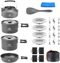 THTYBROS 27pcs Camping Cooking Set for 2-4 People, Portable Cookware Set with Kettle, Pots & Pans, Stainless Steel Utensils, Plates, Dishware for Backpacking, Picnic, Outdoor Adventures by THTYBROS