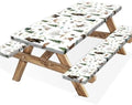 Picnic Table Cover with Bench Covers, Camping Essentials, Funny Rustic Woodland Animals Dear Beer Fox Table Cover Waterproof Fitted Tablecloth Cover with Elastic Edge for Outdoor 3 PCS 30x96 Inch by Xguatan