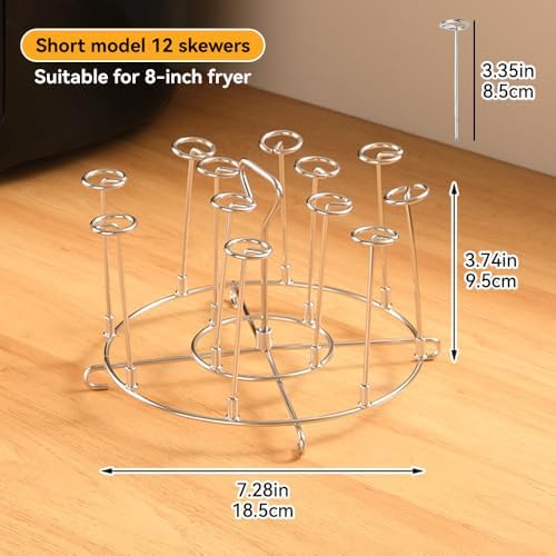 304 Stainless Steel Air Fryer Skewer Stand Dishwasher Safe Vertical Skewer Air Fryer Accessories for BBQ Grill Kabobs Chicken Meat Seafood (12 Short Skewers) - Image 2