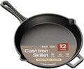 Bakken 12" Cast Iron Skillets, Pre-Seasoned Frying Pan with Even Heat Retention Cooking, Versatile for Stove, Oven, Grill & Campfire, Easy-Grip Handles, Hand Wash Only, 6.61 lbs by BAKK%C3%8BNMASTER
