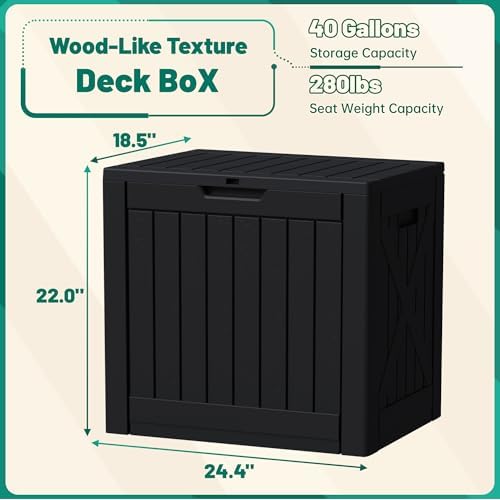 Devoko 40 Gallon Deck Box Lockable Outdoor Storage Box Waterproof for Patio - Image 7