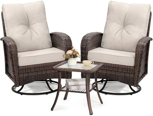 wildformers Luxury Outdoor Swivel Wicker Glider Patio Chairs with Table Set by wildformers