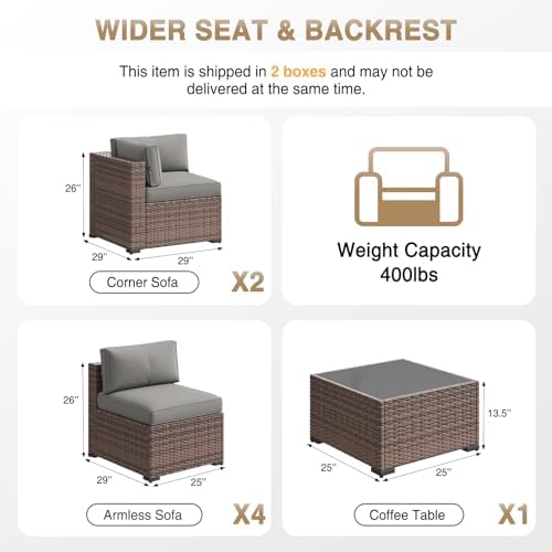 Aoxun Patio Furniture Set, 7 Pcs Outdoor Furniture with Coffee Table - Image 7