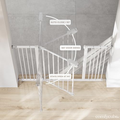 Comfy Cubs Baby Safety Gate Adjustable 42"x1.9"x30" White Pet Gate - Image 6