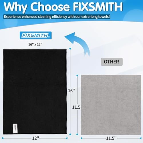 FIXSMITH Black Microfiber Cleaning Cloth -Pack of 50, Highly Absorbent Cleaning Rags, 16"X12" All Purpose Cleaning Towels for Housekeeping, Kitchen, Car, Lint Free and Reusable Microfiber Towels - Image 2