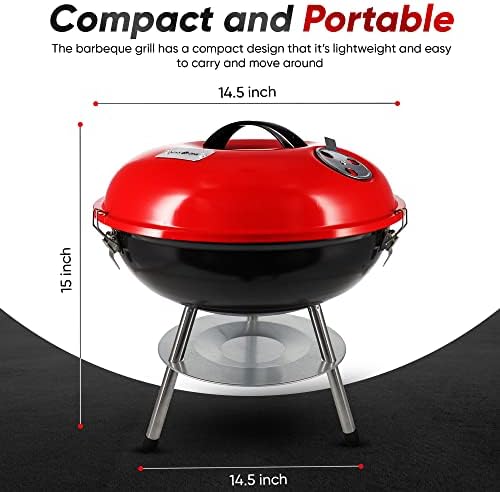 Gas One – 14-inch Portable Barbecue Grill with 3-Point Locking Lid for Heat Preservation – Dual Venting System – Small Charcoal Grill for Backyard, Camping, Boat - Image 2