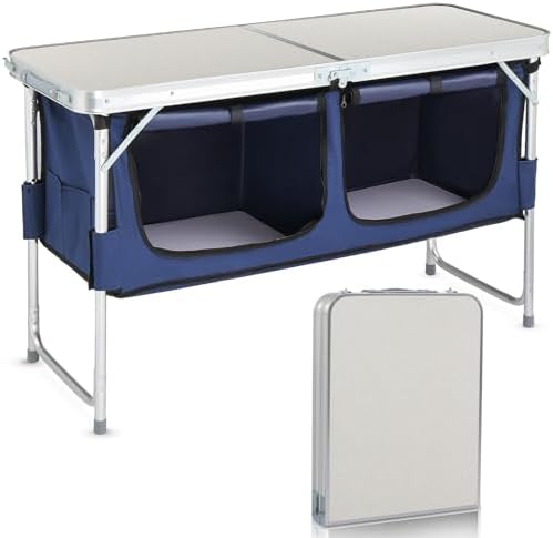 Outvita 2.3ft Portable Folding Camping Table Lightweight Suitcase White by Outvita