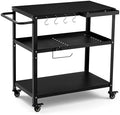 Outdoor Grill Cart Table, Pizza Oven Stand with Casters, Black by GVGBUK