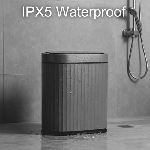ELPHECO Bathroom Trash Can with Automatic Lid, 2 Gallon, Cement Grey Black - Image 6