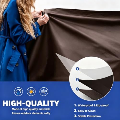BBQ Gas Grill Cover for Outdoor, Anti-UV, Rip-Proof, 600D Oxford Fade Resistant Material, Barbecue Cover with Hook and Loop Straps & Adjustable Hem Drawstring (Reddish Brown, 40”x24”x50”) - Image 3