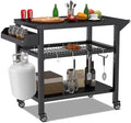 Spurgehom Outdoor Grill Cart, Pizza Oven Stand Table with Wheels by Spurgehom