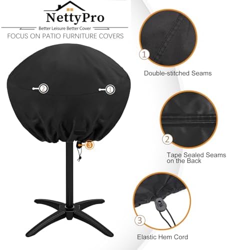 NettyPro Grill Cover for George Foreman, Waterproof Heavy Duty Outdoor Indoor Electric Portable Stand Small Grill Cover for Char-Broil, Cuisinart, Homewell, Weber and More, Black - Image 4