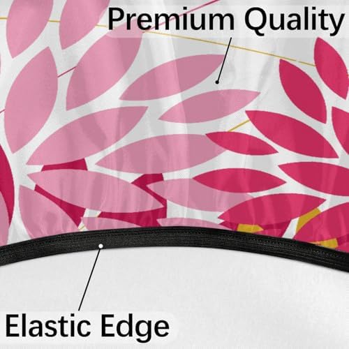 Round Tablecloth with Umbrella Hole and Zipper Elastic Fitted Table Cloth 45"-56" Oil-Proof Waterproof Patio Table Cover for Outdoor Picnic Party, Spring Summer Geometric Elegant Pink Yellow - Image 4