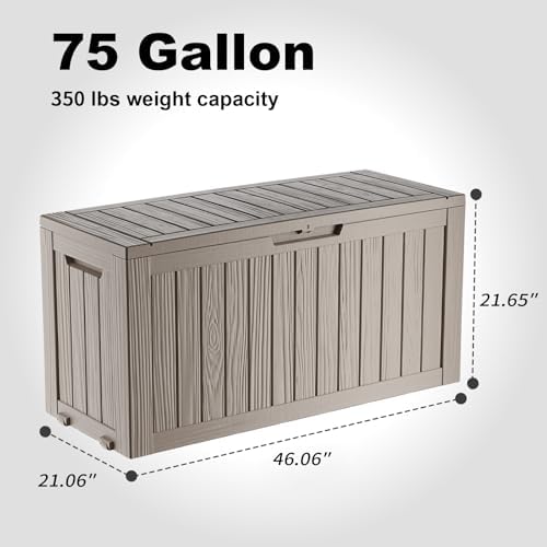 PatioZen 75 Gallon Resin Deck Box, Lockable Outdoor Storage Box for Patio Cushions Storage Furniture,Garden Tools, Pool Supplies, Weatherproof and UV Resistant (Grey) - Image 7