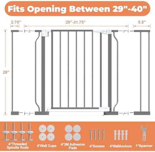 Baby Gate Auto Close, 29"-40" Dog Gate Indoor for Stairs & Doorways - Image 6