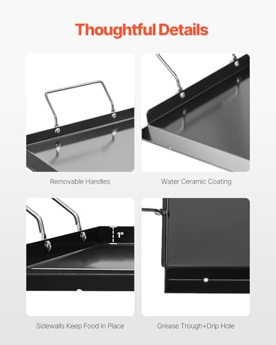 VEVOR Carbon Steel Griddle, 32x14 inch Universal Flat Top Rectangular Plate, Gas Grill Griddle for BBQ Grill, Teppanyaki, Portable Family Cookware with Handle, for Camping Tailgating Party - Image 3