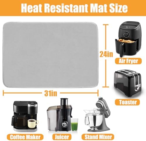 Heat Resistant Mats for Air Fryer on Countertop, 31 x 24in, Grey - Image 5