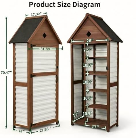 70" Tall Weatherproof Outdoor Storage Cabinet, Vertical Garden Shed - Image 3