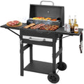 Charcoal Grill with 2 Side Tables 343 Sq.In.for BBQ Outdoor Cooking by DNKMOR