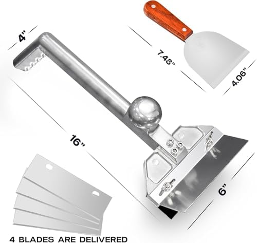 Grill Scraper Heavy Duty Griddle Scraper Set with Replacement Blades Flat Top Grill Accessories Griddle Cleaning Kit for Restaurants,Diners, Outdoor Grill Cleaning - Image 3