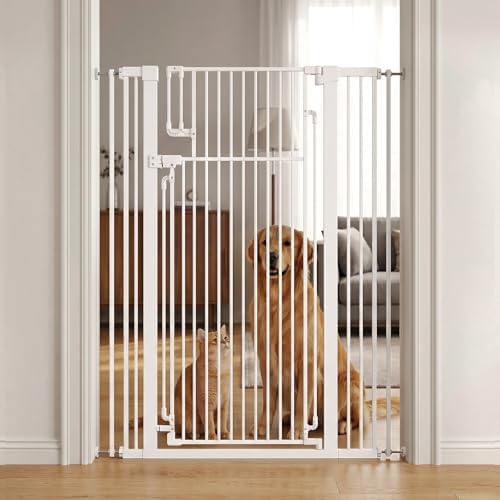 51“ Extra Tall Baby Gate for Cats and Dogs, 31.9-42.5”, White by FuzzyNest