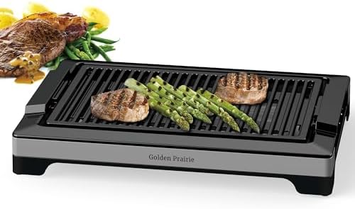 Indoor Grills Electric Smokeless, 1600W BBQ Grill with Water-Filled Drip Tray, 15-Inch Nonstick Grate for Steaks & Korean BBQ, Rapid Heating for Searing by GoldenPrairie