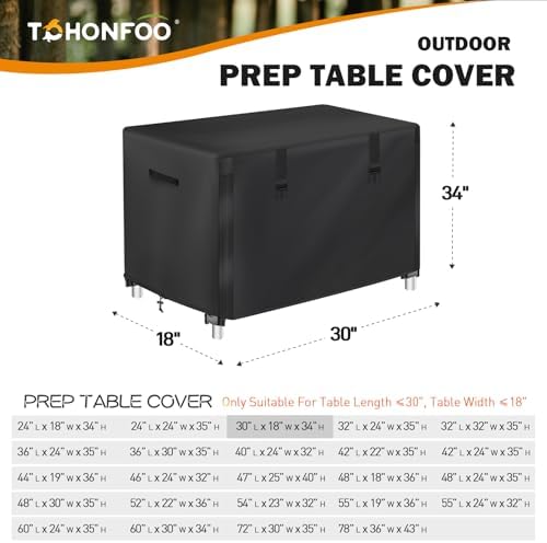 TOHONFOO Outdoor Prep Table Cover Waterproof for Grill Cart,30x18x34in - Image 2