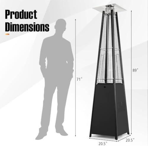 Tangkula 45000 BTU Pyramid Patio Heater with Wheels & Zippered Cover - Image 5