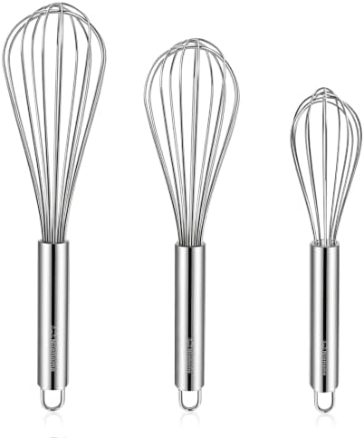 NileHome 3-Pack Stainless Steel Whisk Set, Kitchen Utensils for Cooking by NileHome