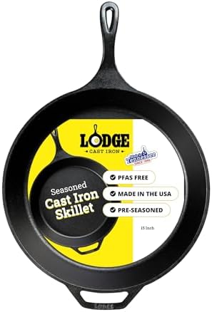 Lodge Pre-Seasoned Cast Iron Skillet, Easy-Grip Handle, 15 Inches by Lodge